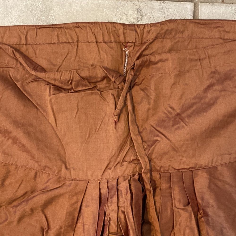 Large Wide Leg Genie Pants Drawstring Waist Pleated Front Cropped Hem - Picture 2 of 4